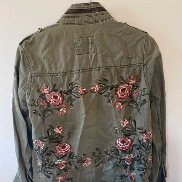 Abercrombie & Fitch Floral Embroidered Olive Green Jacket Size Small - Picture 5 of 7